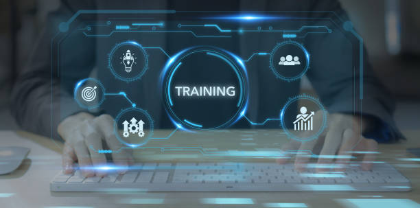 istock Training and business growth concept. Digital interface displaying with hands typing on a keyboard in the background. Digital skill emphasizes technology, innovation and professional development. 2164583142