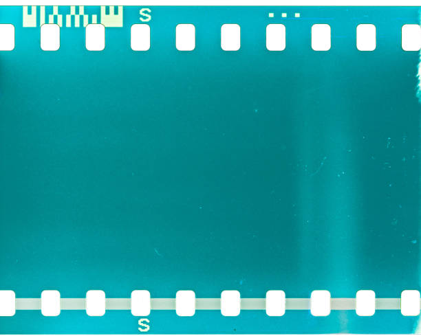 Thirty-six frame empty contact sheet - six strips of 35 mm slide film, each with six blank, numbered frames. High resolution file. Soft drop shadow.