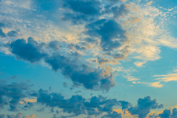 Dark and white clouds in a blue sky sky, Almere, Flevoland, The Netherlands, July 30, 2024