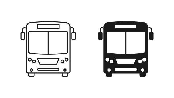 Bus icon set. bus vector icon Bus icon set. bus vector icon bus-trip stock illustrations