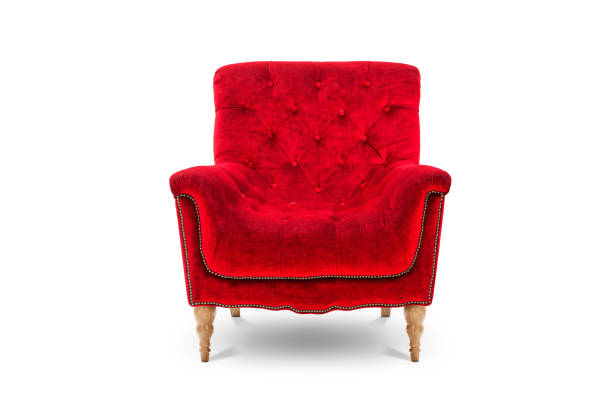 istock Red velvet armchair on a white background 2164586377