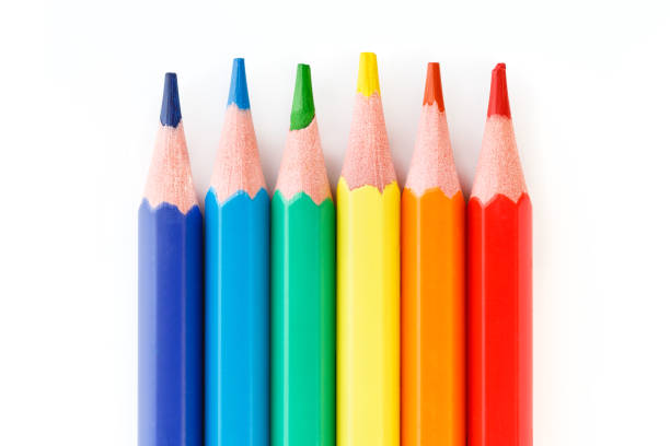 istock Color pencils isolated on white background. Many different colored pencils. Colored drawing pencils in a variety of colors 2164588216