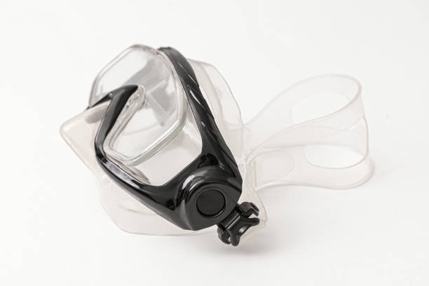 istock Black plastic diving and scuba mask isolated on white background 2164590927