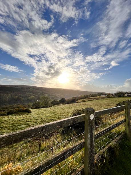 istock Sunrise Over a Forested Mountain with a Meadow in the Foreground 2164592202