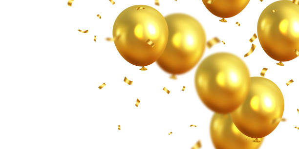 istock Banner template vector background golden balloon design beautiful 3d illustration 2164595804