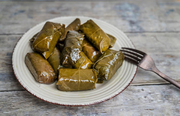 istock Grape leaves stuffed with rice .Dolmades 2164599117
