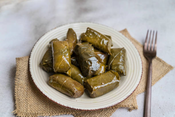 istock Grape leaves stuffed with rice .Dolmades 2164599140