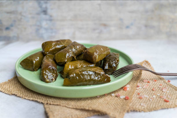 istock Grape leaves stuffed with rice .Dolmades 2164599169