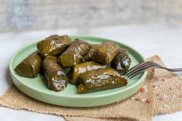 istock Grape leaves stuffed with rice .Dolmades 2164599170