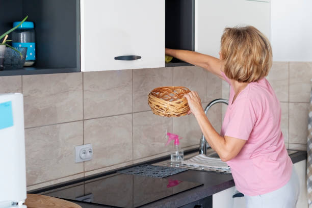 istock Senior woman cleaning domestic kitchen 2164600967