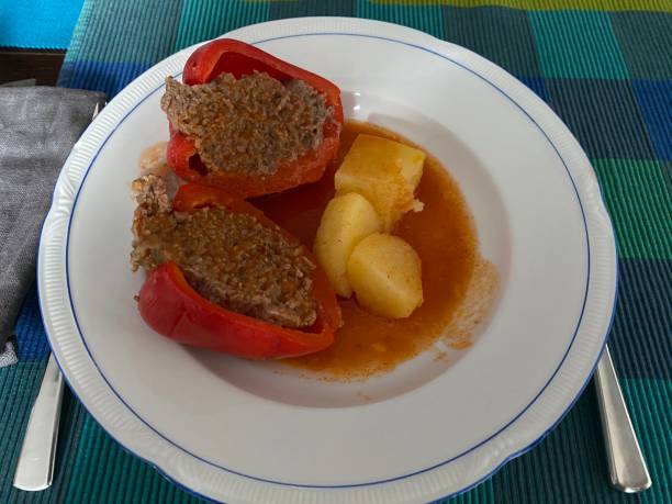 stuffed peppers and zucchini