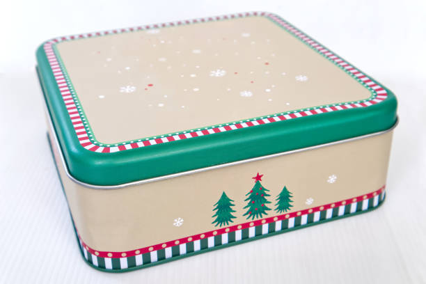 istock Christmas gift box with snowflakes and Christmas tree design 2164606795