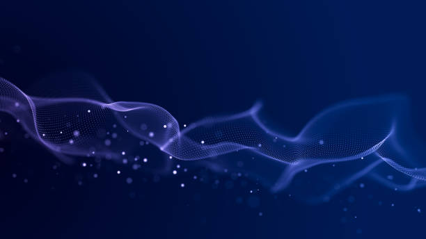 istock Futuristic wave of musical particles. Stream of running data. 3D rendering 2164610007