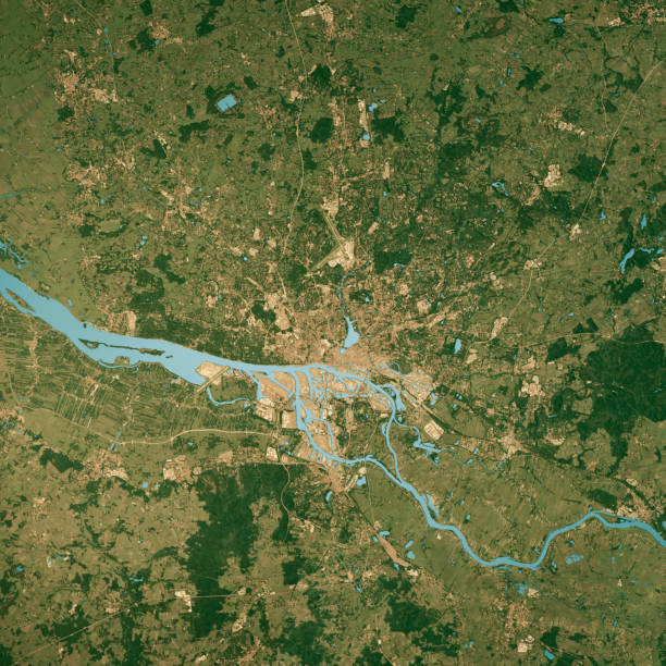 istock Hamburg Satellite Topographic Map 3D Render True Color 2164618687