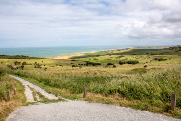 Coastline with green Hilles at Escalles