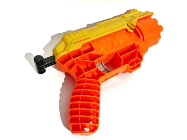 istock Children gun toy isolated on white background 2164625079