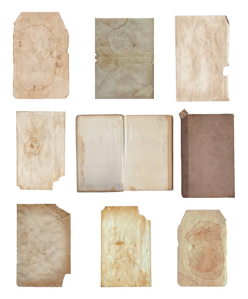 istock Vintage background of old ancient torn paper texture with spots 2164626313