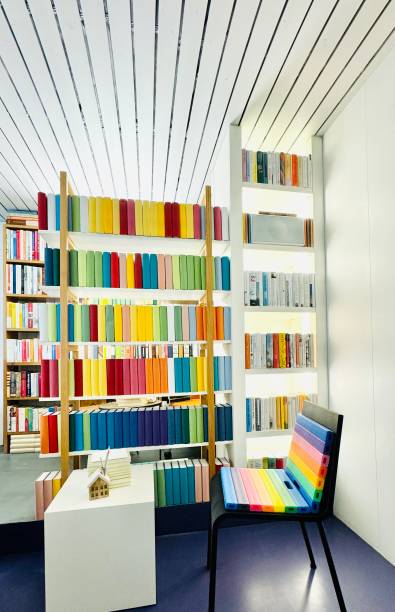 istock Rainbow chair in the library 2164626737