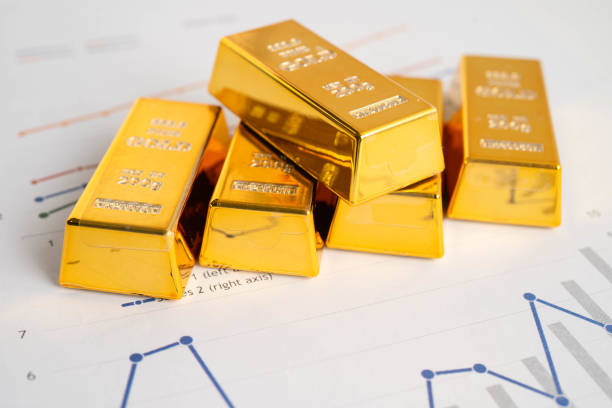 istock Gold bar on graph static, finance and economy. 2164634486