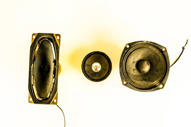 istock Three old speakers are shown on a white background 2164635751