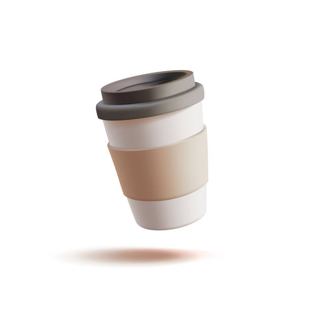 istock 3D paper cup for coffee with a lid. Modern, beautiful glass for hot and cold drinks. Takeaway coffee. Vector 2164636166
