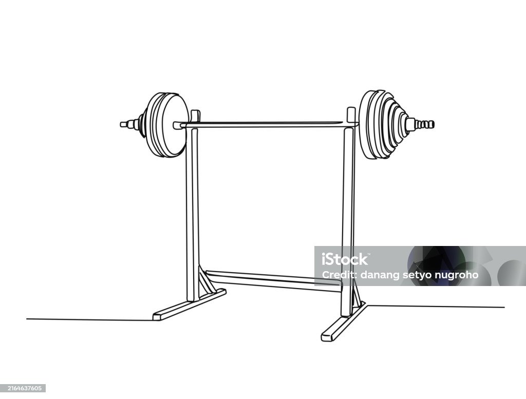Weight Rack Drawing/design Continuous One Line Drawing Of Squat Rack Gym Equipment Weight Bench ...