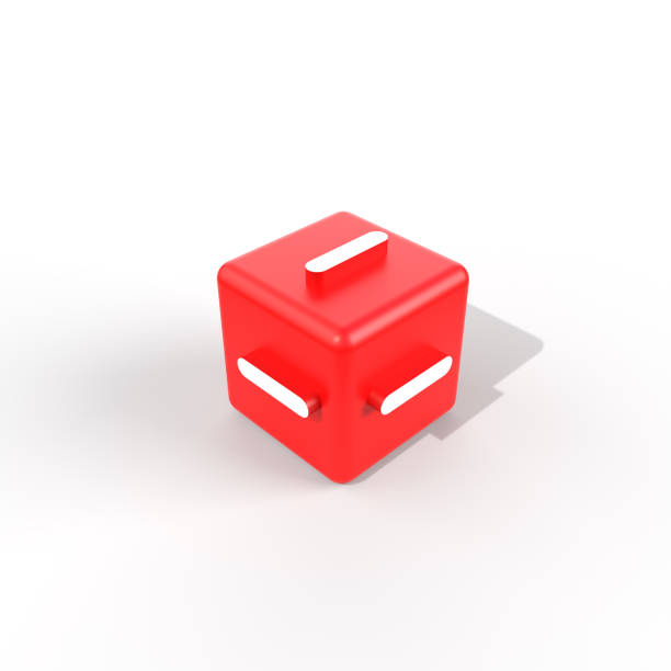 subtraction sign on cube 3d render. red cube and subtraction symbol. subtraction sign in education and mathematics