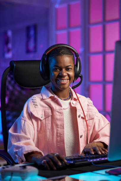 istock Gamer Girl Smiling at Camera 2164640213
