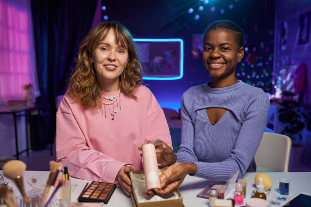 istock Two Beauty Influencers Reviewing Products 2164640338