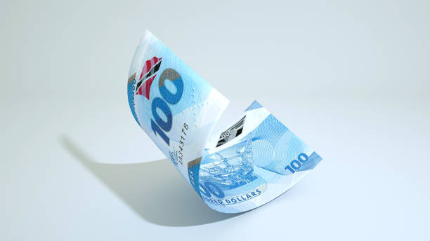istock Single 100 Trinidad and tobago note isolated on white background. 3d rendering 2164645152