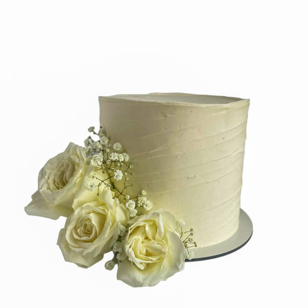 istock Cake decorated with natural white roses. 2164645317