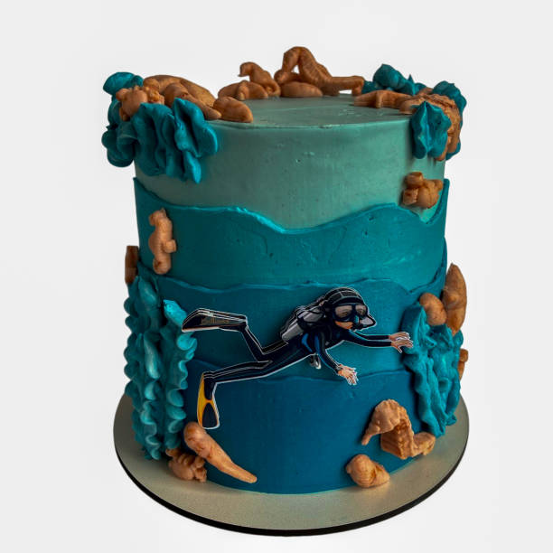 istock Cake decorated with the seabed. 2164645318