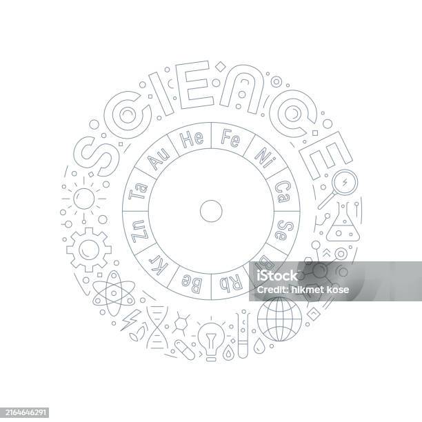 Science Circle Design Outline Science And Science Symbols Around Circle Science And Element ...