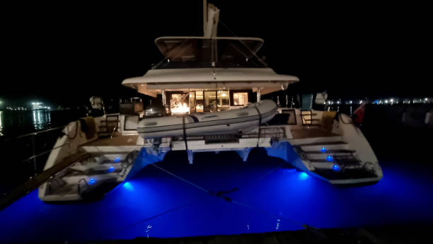 istock yatch luxury in the sea by night blue light 2164647373