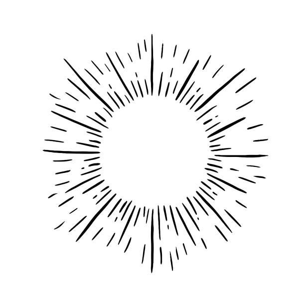 Sunburst on white background. Retro rays in retro vintage hand drawn style. Vector illustration.