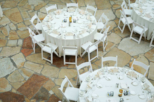 istock Round Tables Set Up For a  Party Celebration 2164654652