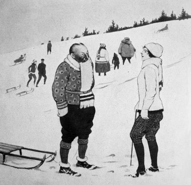 istock Meeting during a recreation on the piste with a sledge 2164654894