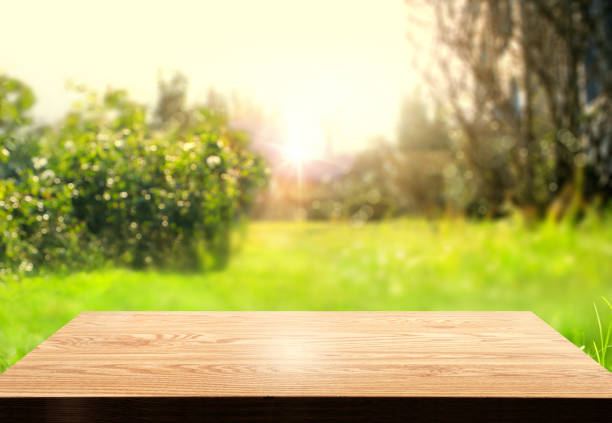 Close up wooden table surface with copy space