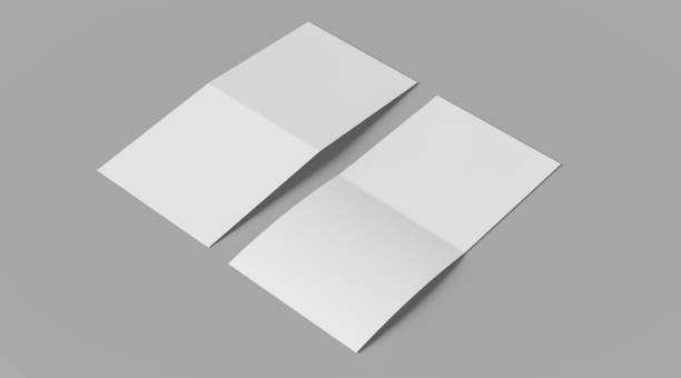 istock Bi fold brochure mock up isolated on white background. Square bi fold brochure. 3D illustration 2164663245
