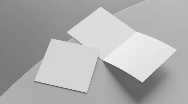 istock Bi fold brochure mock up isolated on white background. Square bi fold brochure. 3D illustration 2164663260