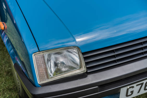 Lvov, Ukraine - 05 February 2017: Citroen car headlight on passenger blue car