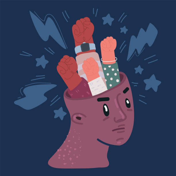 istock Cartoon vector illustration of head with clenched fist 2164672278