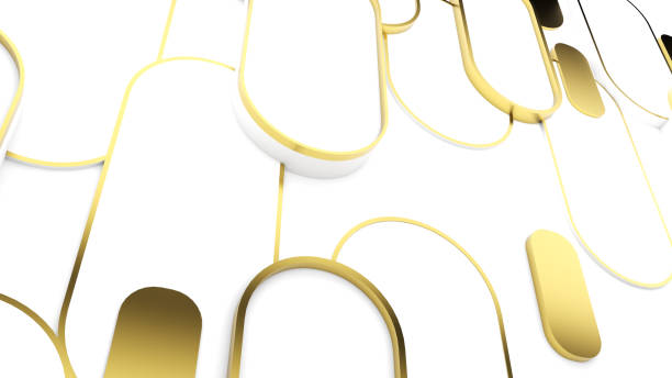 istock abstract geometric background Elegant white and gold curved square Use in graphics or background images to add text.,3d rendering 2164673587