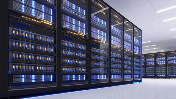 istock Shot of Data Center With Multiple Rows of Fully Operational Server Racks. Modern Telecommunications,Data center cooling,server room,3d rendering 2164673894