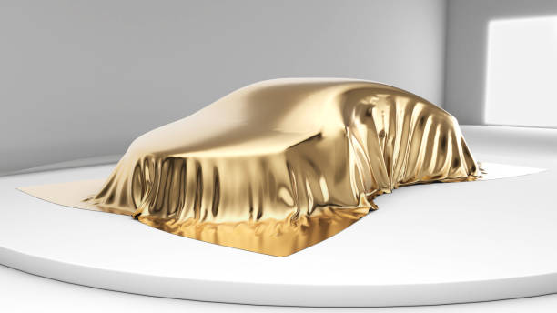 istock gold car cover on white background,golden cloth,side view,3d rendering 2164674082