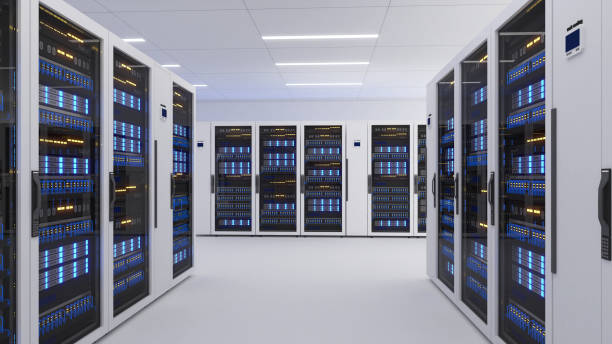 istock Shot of Data Center With Multiple Rows of Fully Operational Server Racks. Modern Telecommunications,Data center cooling,server room,3d rendering 2164674127
