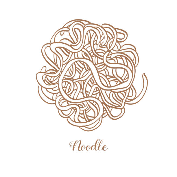 istock Noodle pasta illustration. Vector sketch. Traditional Italian food. Hand-drawn image. Isolated icon 2164674421