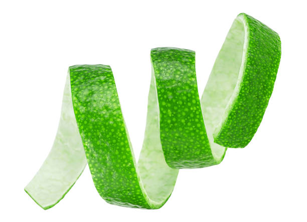 istock Fresh lime peel in spiral form isolated on a white background. Curly lime zest. 2164681849
