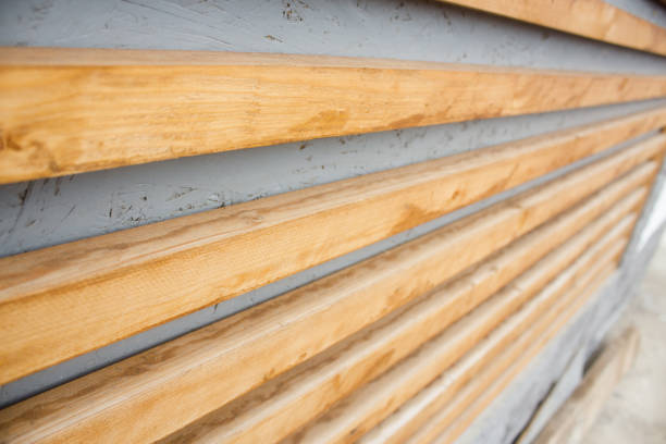 House design with wooden slats, construction
