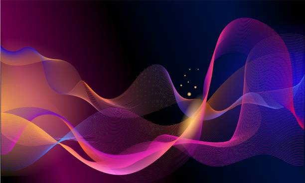 istock Abstract colorful wave lines on black background, concept of movement. Vector illustration 2164685627